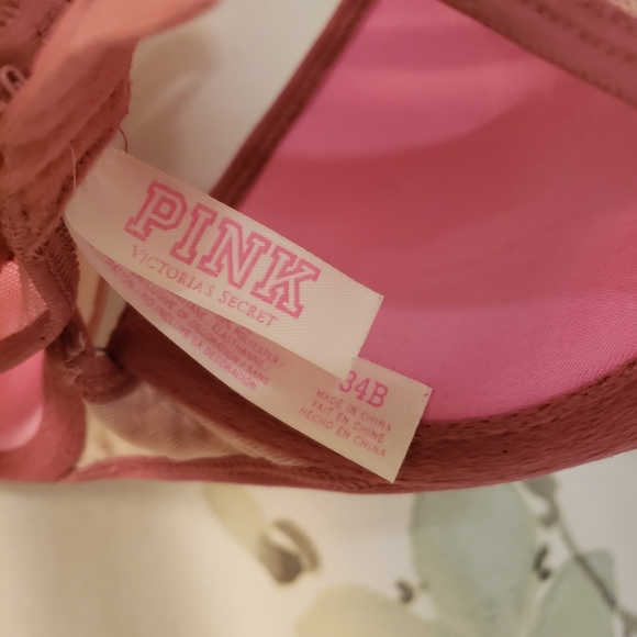 Victoria's Secret Pink Racerback Rose Floral Pattern Bra 34B - Picture 3 of 3